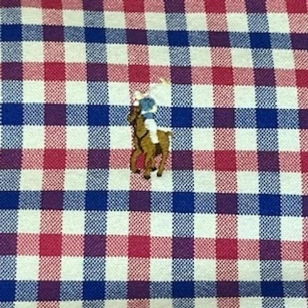 Ralph Lauren Mens Gingham Button Down Shirt Long Sleeve Red Blue White XXL‎ TTG